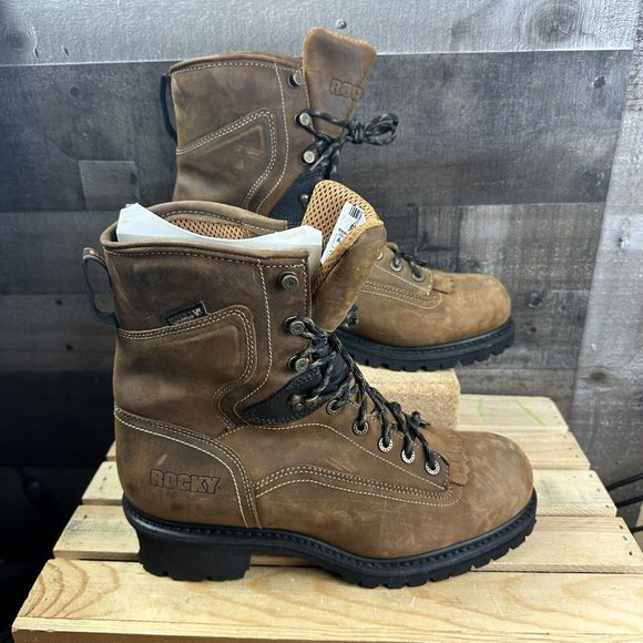 ROCKY Brown Tassle Insulated Waterproof Work Boot Mens Size 8 Wide - Picture 4 of 7